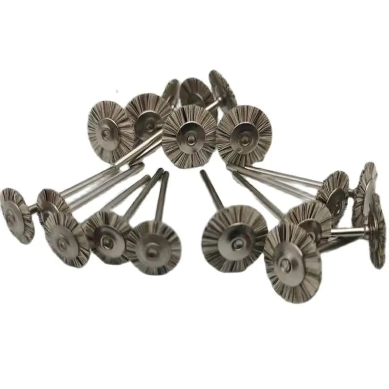 Roue de brosse de polissage pièces/sac mm, outils rotatifs de mélange de poils de chèvre, de cheval noir, tige HP basse vitesse, laboratoire dentaire, 10 2.35