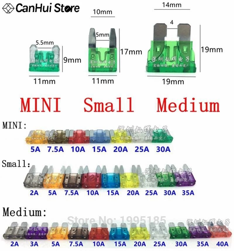 10-20 pièces fusibles Mini petit moyen fusible de voiture 1A 2A 3A 5A 7.5A 10A 15A 20A 25A 30A 35A 40A 45A 50A Amp Clip fusible Inser pour voiture camion