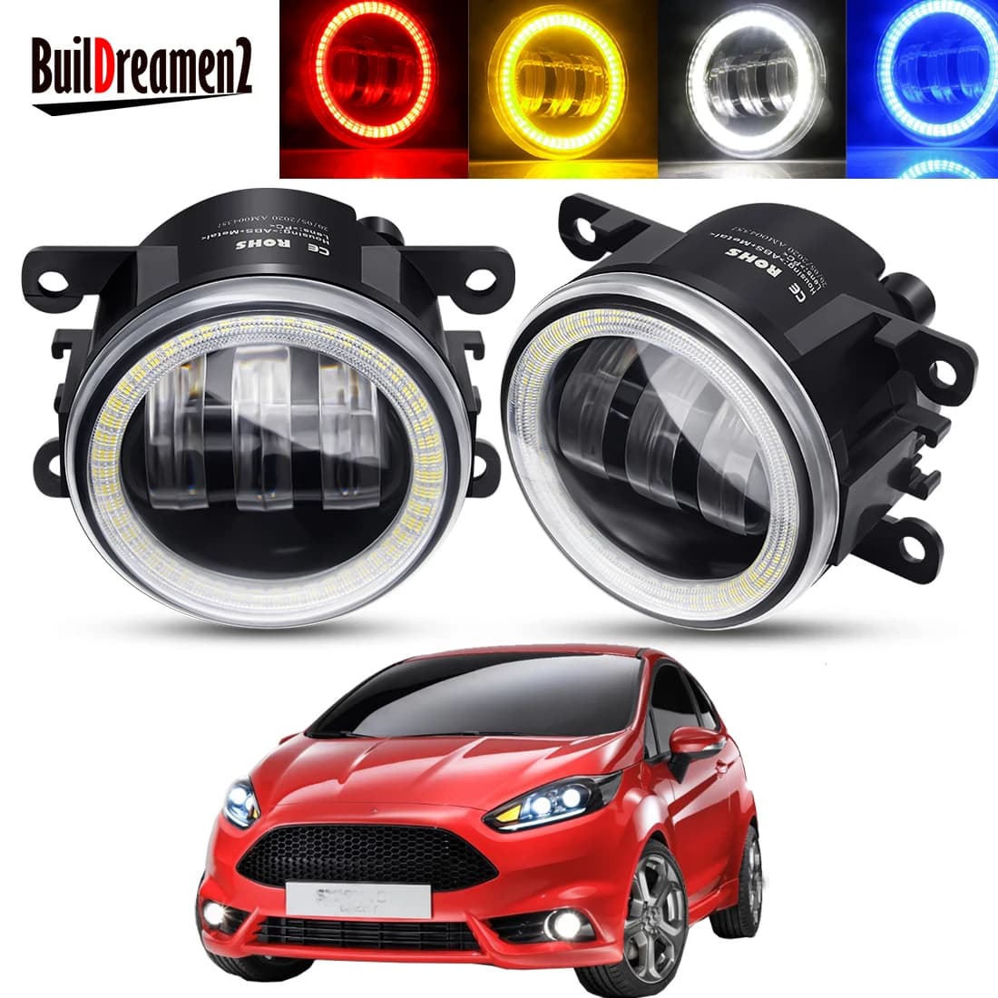 Ensemble de phares antibrouillard Angel Eye, 2 pièces, pour Ford Fiesta 2001 – 2015, lentille LED pour pare-chocs avant de voiture, feu de conduite DRL 30W 6000LM 12V