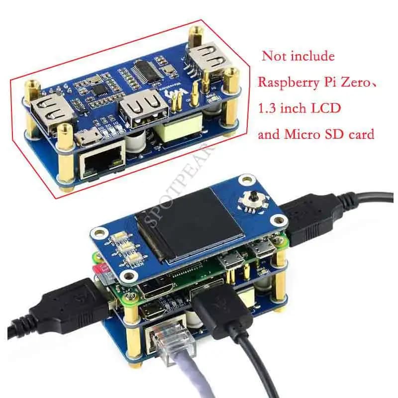 Airies Ethernet / USB Raspberry Pi ontariPoE, HAT 1x RJ45, 3x USB