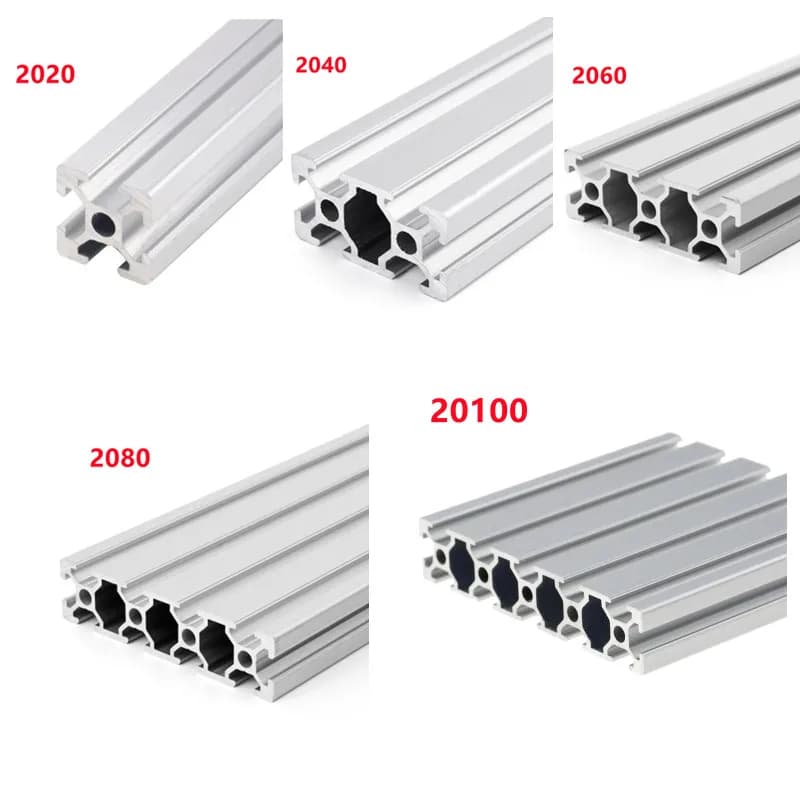 Rail linéaire d'extrusion de profil en aluminium, longueur 100mm-500mm, pour bricolage, établi d'imprimante 3D CNC, 1/2 pièces/lot, 2020 2040 2060 2080 20100