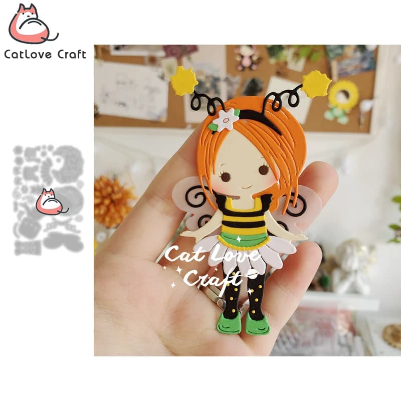 Catlove fille abeille Animal matrices de découpe en métal Scrapbooking moule pochoir découpes fabrication de cartes bricolage artisanat gaufrage nouveau matrice pour 2021