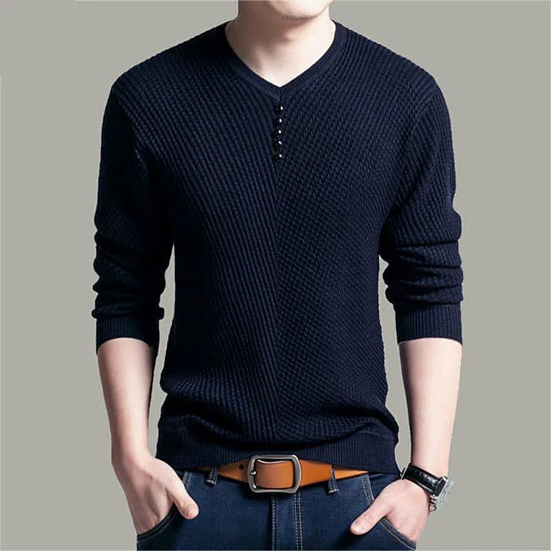 Printemps automne chandails pull hommes col en V hommes pull décontracté à manches longues marque hommes coupe ajustée tricoté chandails pulls
