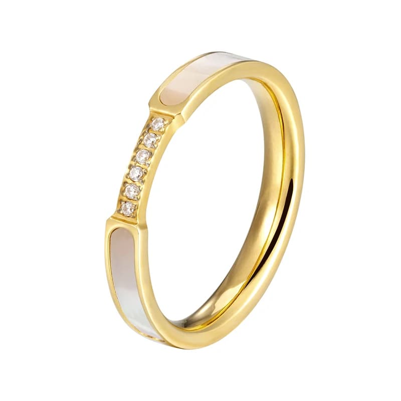 Bague d'amour en acier inoxydable pour femme, coquilles exquises et incrustées, 6 petits bijoux, document en or, marque, haute qualité, vente en gros