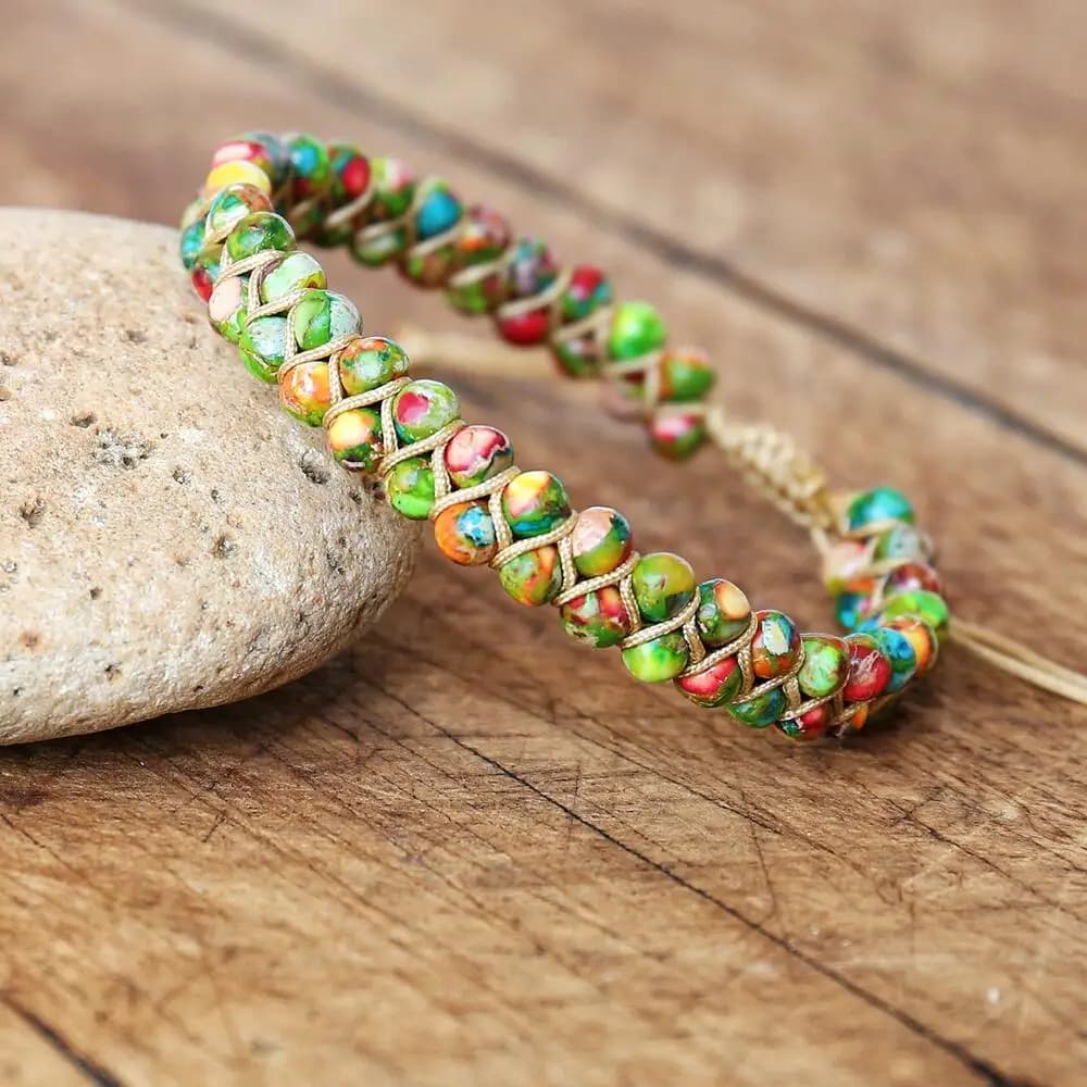 Bracelet tressé en pierre naturelle, bijoux faits à la main, perles de 4mm, Double couche, breloque perlée