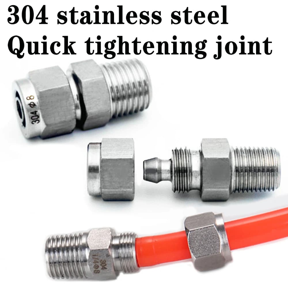 Joint pneumatique de tuyau de trachée en acier inoxydable 304SS, joint de serrage rapide, 1/8 '', 1'', 4 '', 3'', 8 '', 1/2 en effet, filetage externe BSP