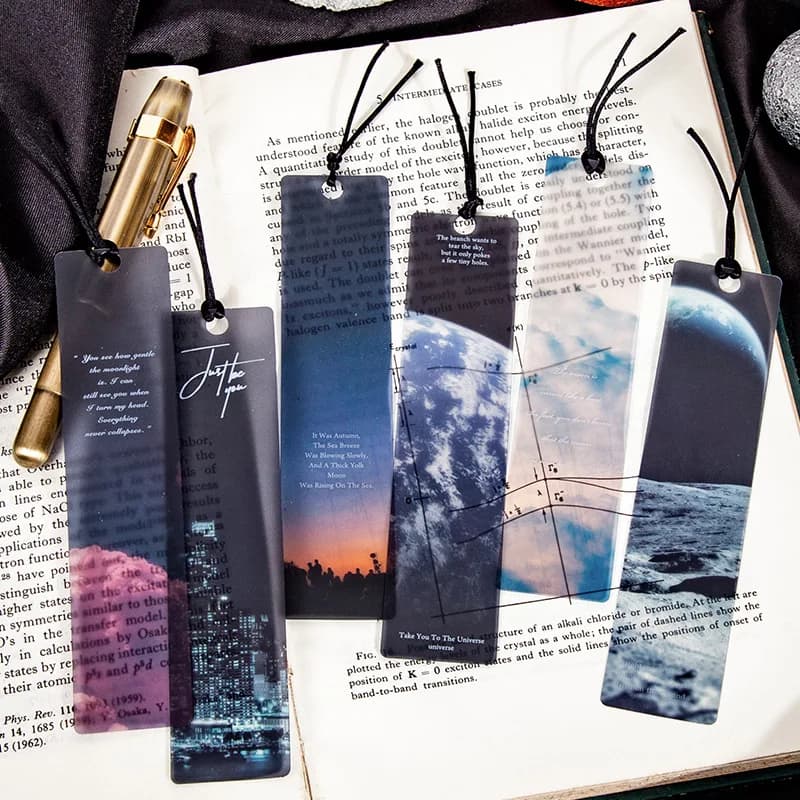 Marque-page série Space Tour en PVC, 5 pièces/paquet, marque-page pour livre de lecture, lune du crépuscule, marqueur de Page de livre, fournitures de papeterie