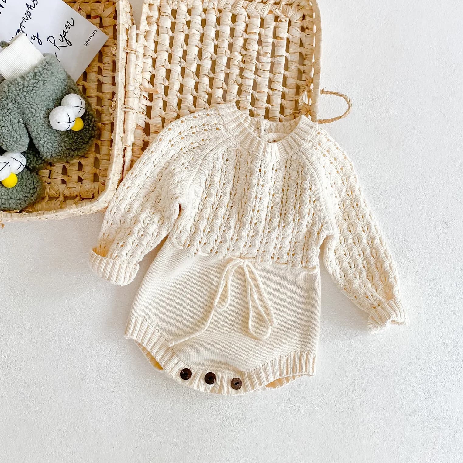 Barboteuse tricotée pour bébé fille et garçon, vêtements chauds pour nouveau-né, 0-3T, pull mignon, combinaison, Body, automne hiver