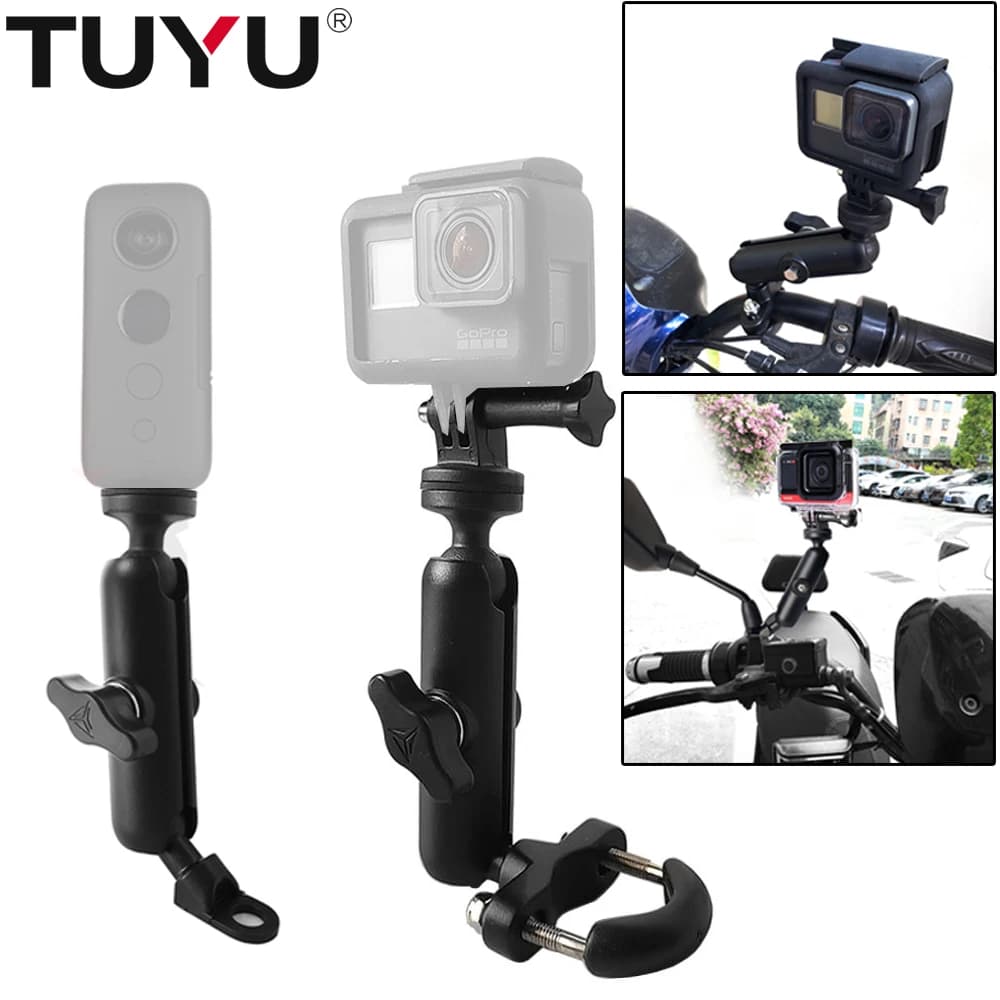 TUYU – support de caméra de vélo moto, support de guidon, support de miroir, support métallique pour GoPro Hero98765 insta 360, accessoire