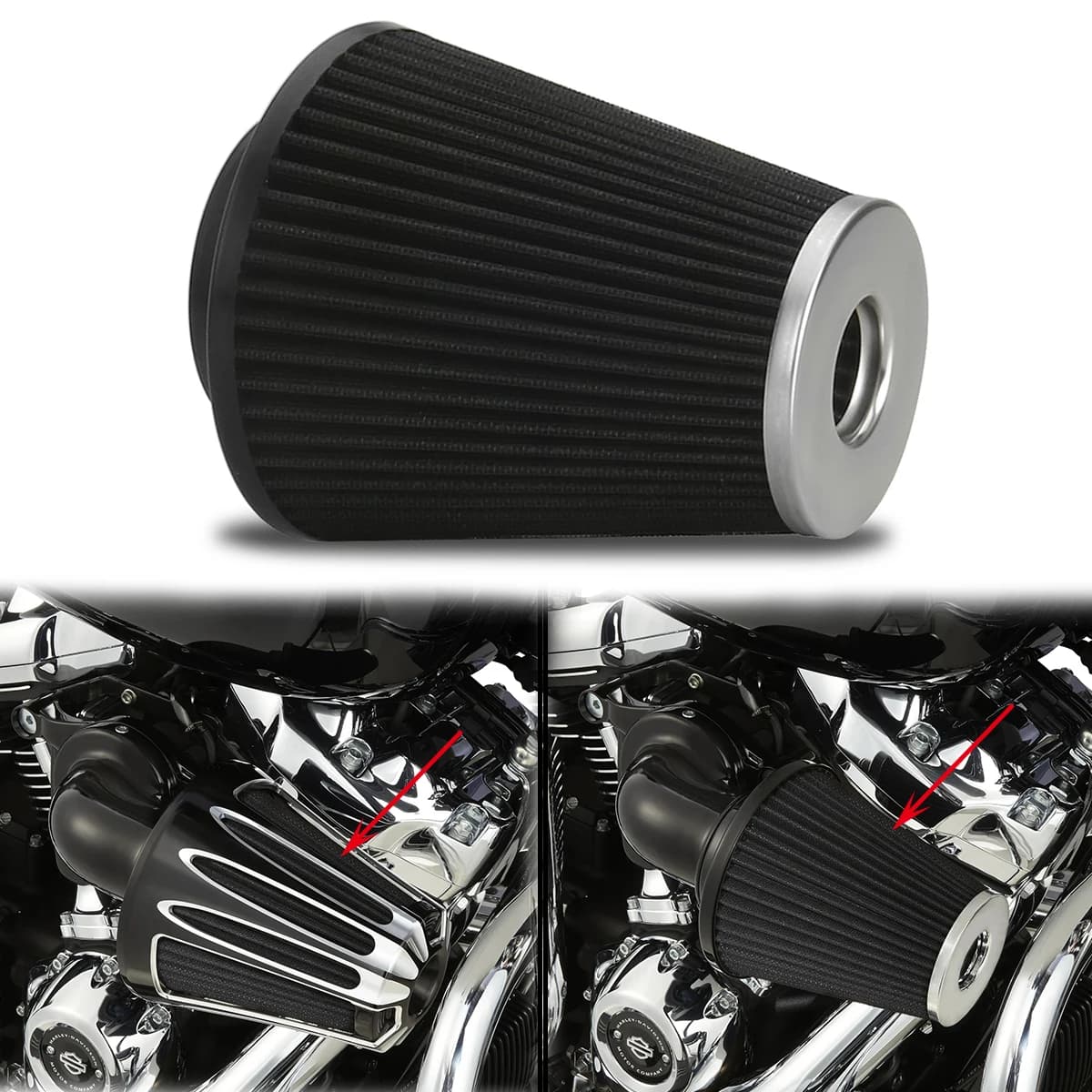 Élément de filtre à air pour Harley Touring Road King Street Glide Dyna Softail Sportster (couleur grise)