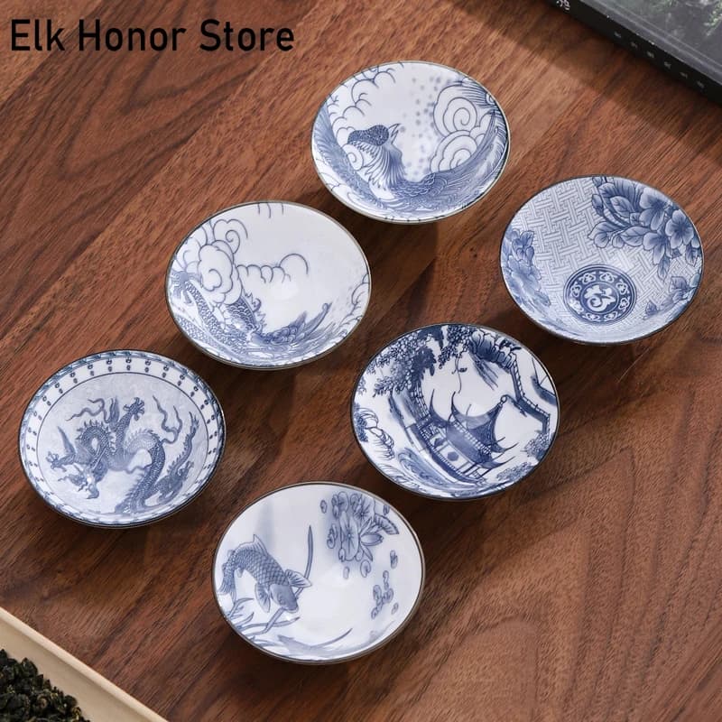 Service à thé en céramique chinoise, petite tasse à thé, tasse unique, porcelaine bleue et blanche, tasse personnelle Chazhan, tasse Master, 55ml