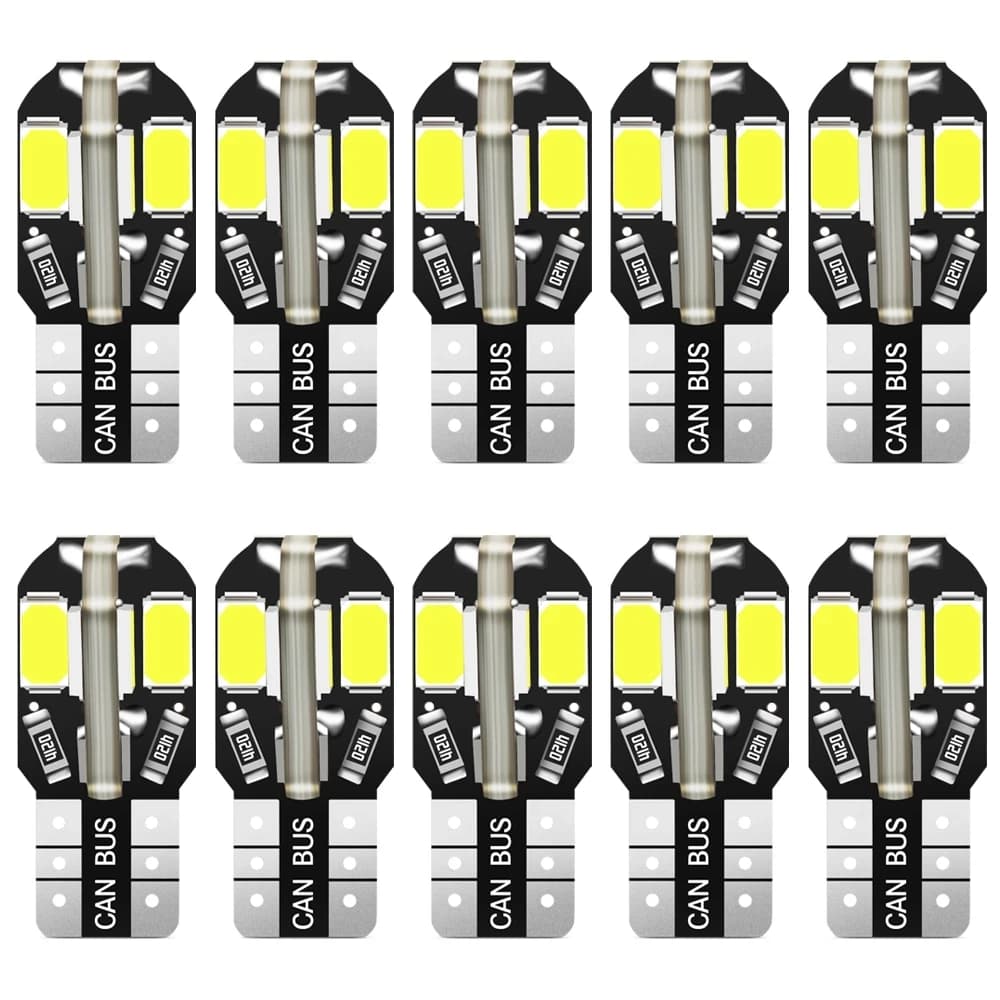 Ampoule LED de rechange pour éclairage intérieur de voiture, lampe de plaque de planificateur, blanc chaud, 5730 K, T10, W5W, 8SMD, 147, 152, 6000, 10 pièces
