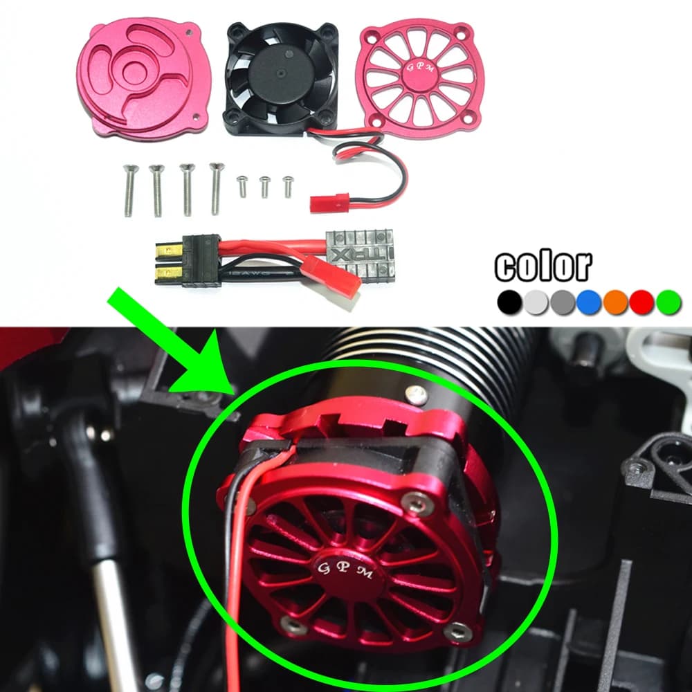 Base de refroidissement du moteur en alliage d’aluminium GPM, avec ventilateur de refroidissement de 40 x 40 x 10 mm, pour le camion 1/7 UDR UNLIMITED DESERT RACER, modèle 85076-4.