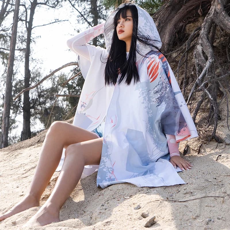 Aux- june-Poncho de Plage en Microcarence à vaccage Rapide pour Adulte, Peignoir de Bain pour Homme et Femme
