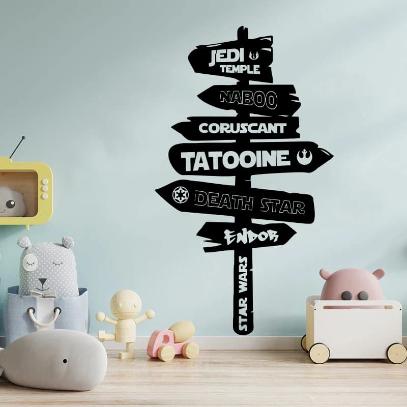 Autocollant mural de guerre de panneau de signalisation de dessin animé, pour chambre d'enfants, salle de jeux, film Manga, citation inspirante, autocollant mural pour chambre à coucher