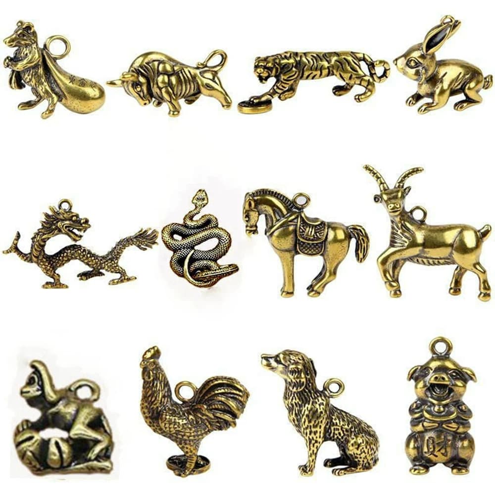 Statue d'animal en laiton jetable, ornement du zodiaque chinois, rat, bœuf, tigre, lapin, dragon, salle, cheval, mouton, singe, chien, over, décor de bureau
