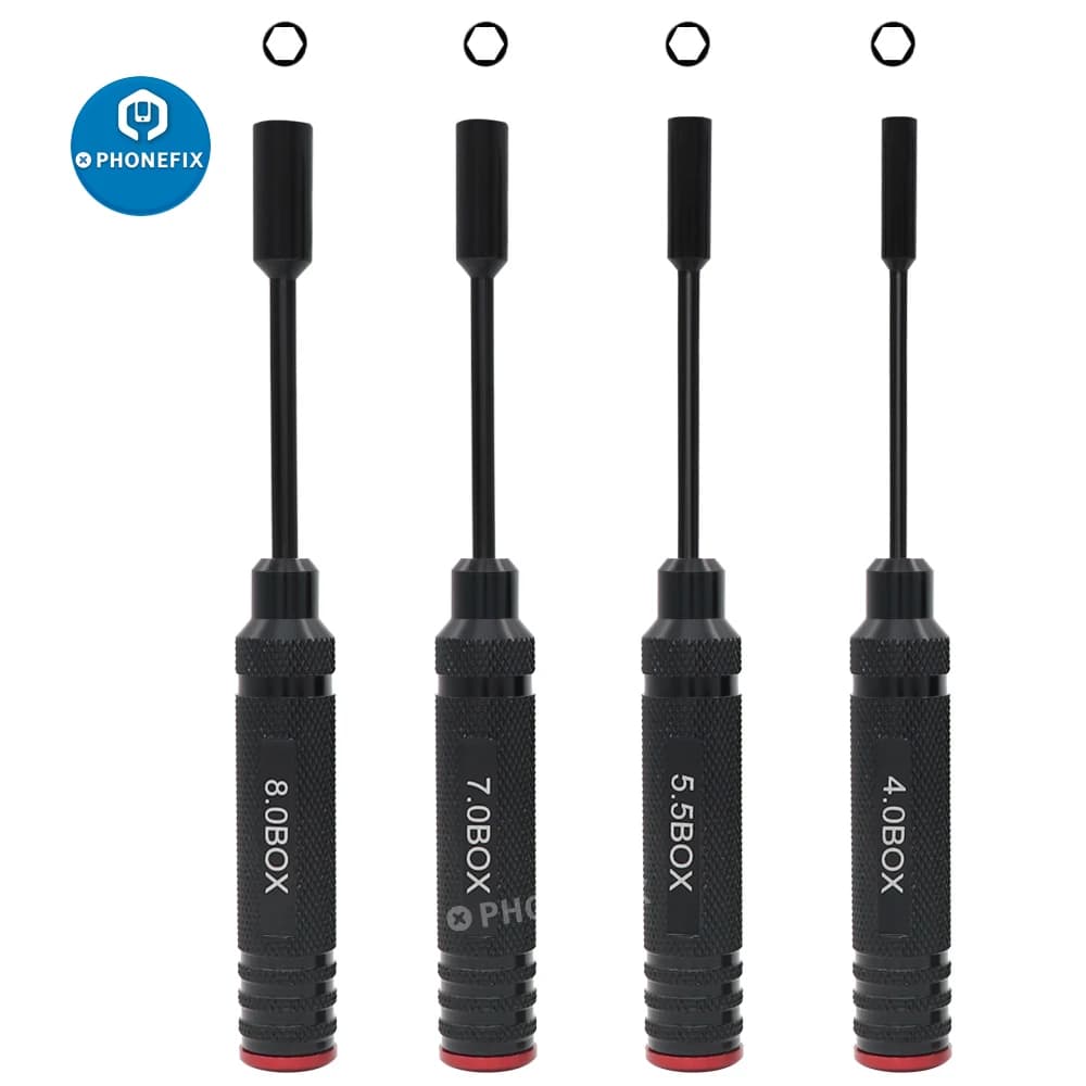 Jeu de pilotes hexagonaux, 4 pièces, pilotes d'écrou à tête hexagonale, tournevis à douille 4.0/5.5/7.0/8.0mm pour voitures de Drone RC quadrirotor hélicoptère FPV