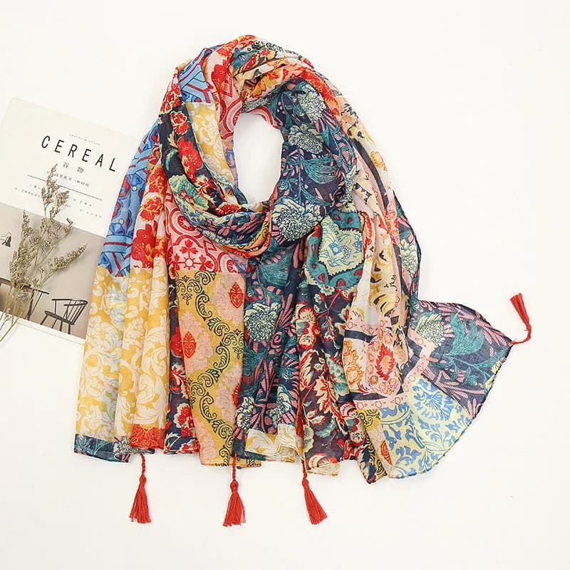 2025 mode marque de luxe aztèque Floral gland Viscose châle écharpe dame haute qualité Wrap Pashmina étole Bufandas musulman Hijab