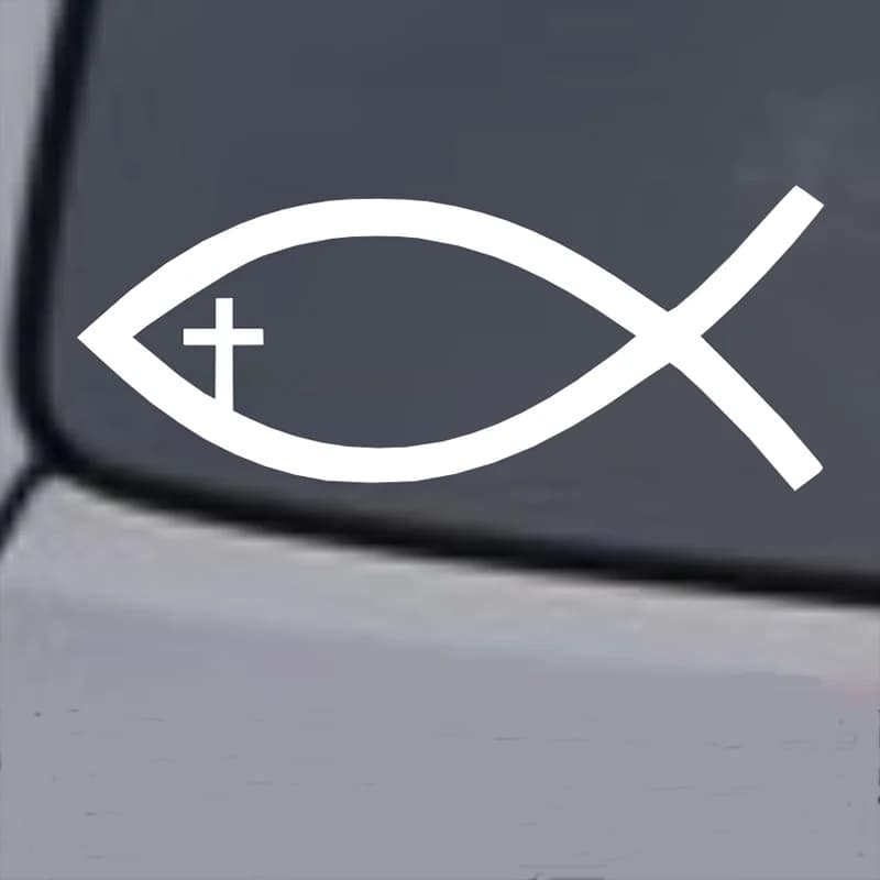 Autocollant en vinyle poisson du jésus, autocollant mural pour fenêtre de voiture, pare-chocs, dieu, symbole religieux, croix, pour ordinateur portable