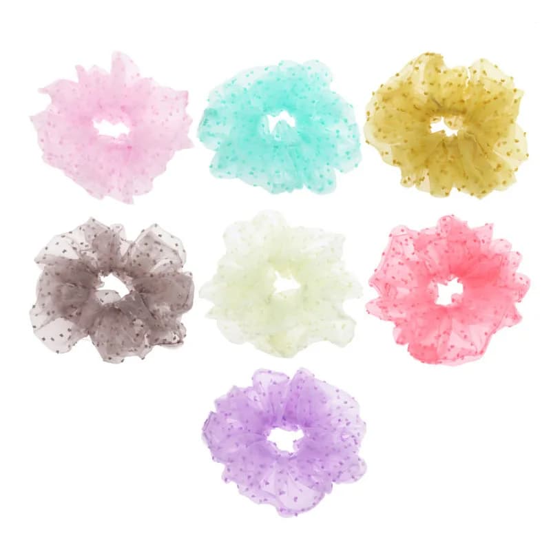 Chouchous en Organza Transparent pour femmes, doux, Jacquard, à pois, corde de cheveux romantique, grands accessoires pour cheveux