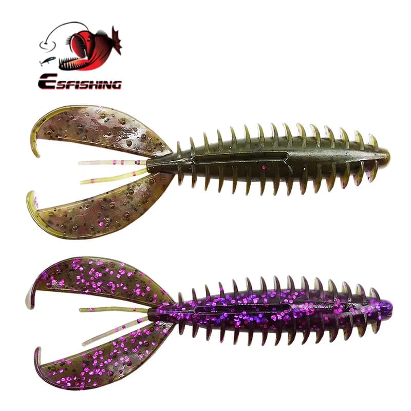 ESFISHING Leurre de pêche souple 110 mm, appât de pêche en forme de crabe, leurre de type Jig, appât en silicone pour bar, perche, zander, brochet