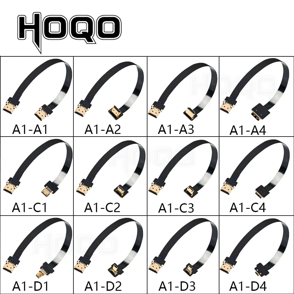Câble HDMI compatible FPV, câble ruban HDMI FFC, connecteur HDMI miniature/micro 90 degrés vers HDMI standard, connecteur PCB 20 broches, FPV Micro HDMI 5c