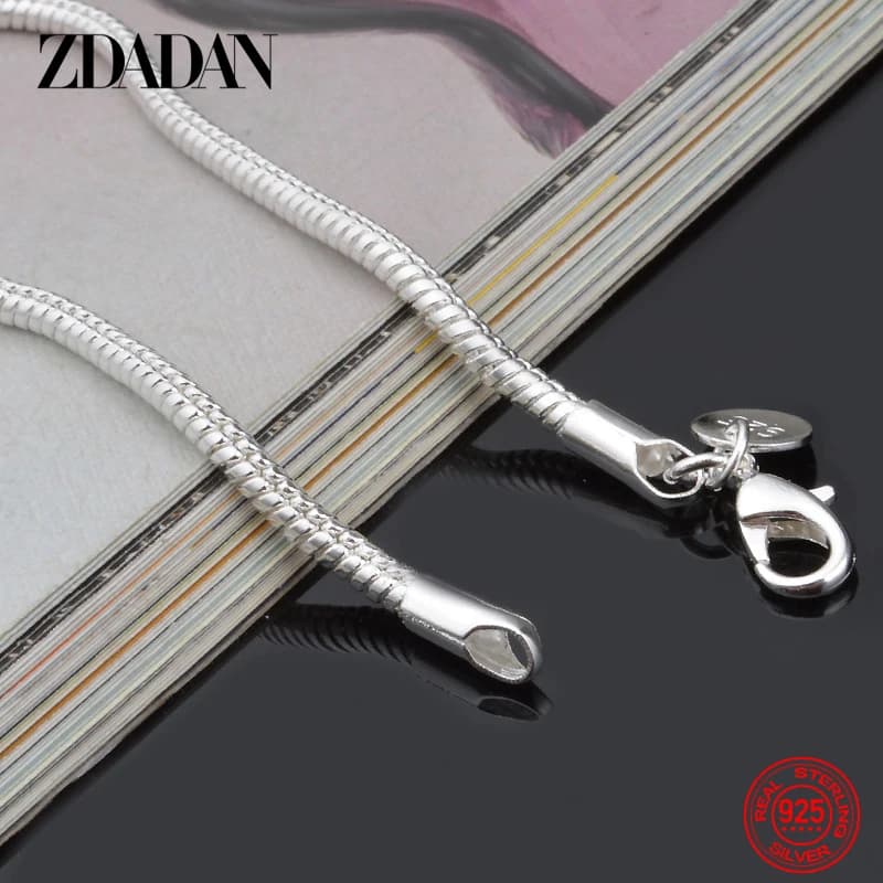 ZDADAN-Collier en Argent Sterling 925 pour Homme et Femme, Bijoux à la Mode, Cadeau de ixde Mariage, Vente en Gros, 1mm, 2mm, 3mm
