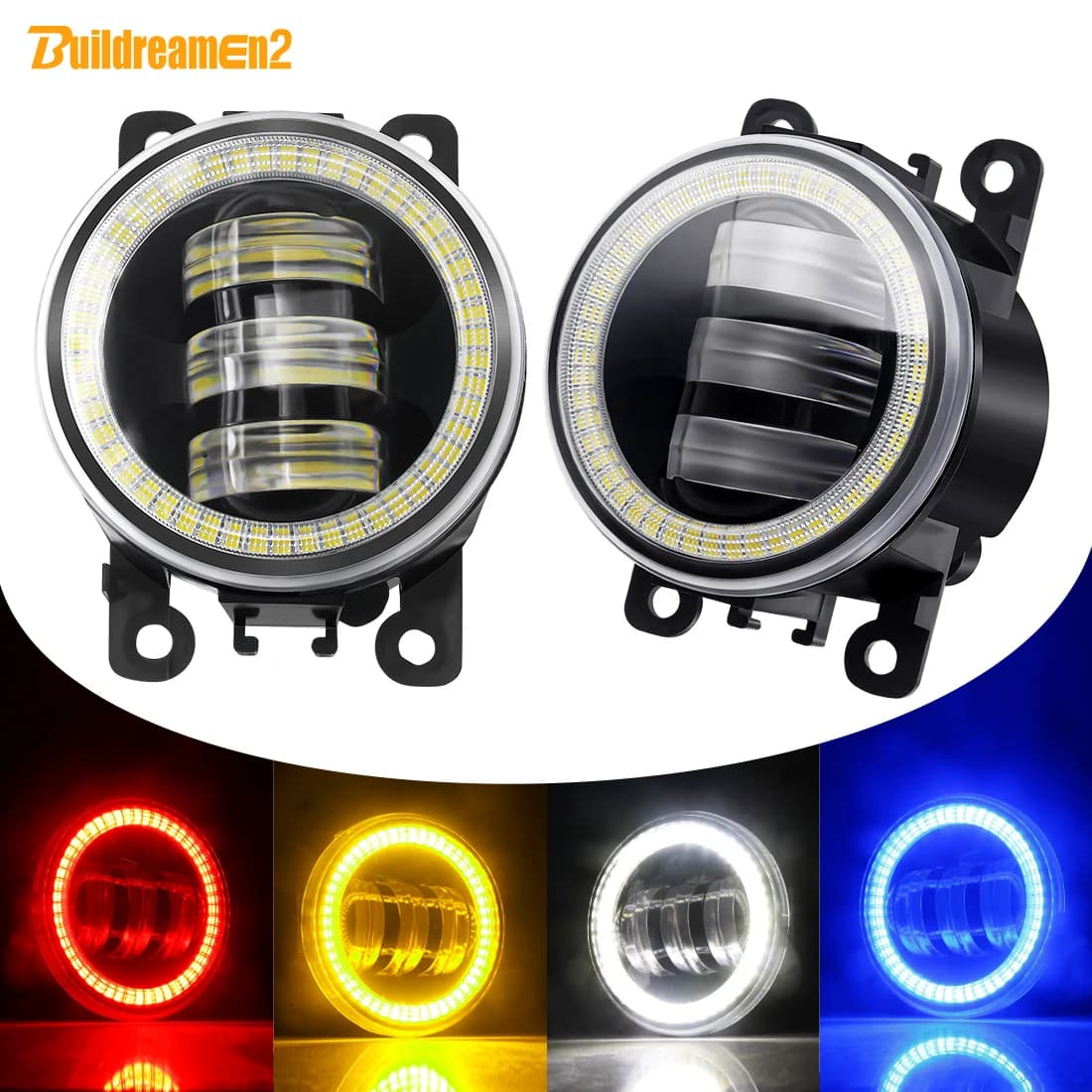 Phare antibrouillard yeux d'ange pour Jeep Renegade, boussole Cherokee, lentille LED, 30W, 6000lm, 12V, 2 pièces