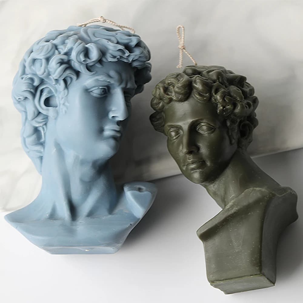 Moule à bougie en silicone Big David Head, moules humanoïdes 3D pour bougies, moule en plâtre, décoration domestique, outils d'artisanat