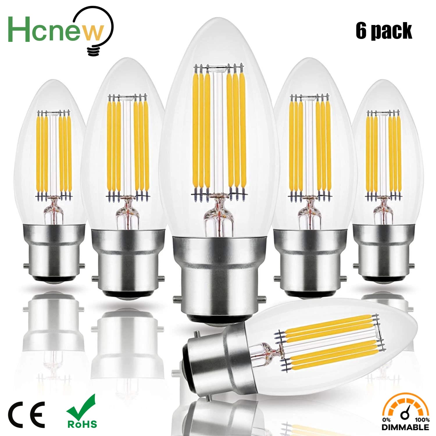 Ampoule LED à filament 6W B22 C35 Dimmable Bayonnette Vintage Edison Blanc Chaud 2700K Blanc Froid 6000K Équivalent 60W Incandescente