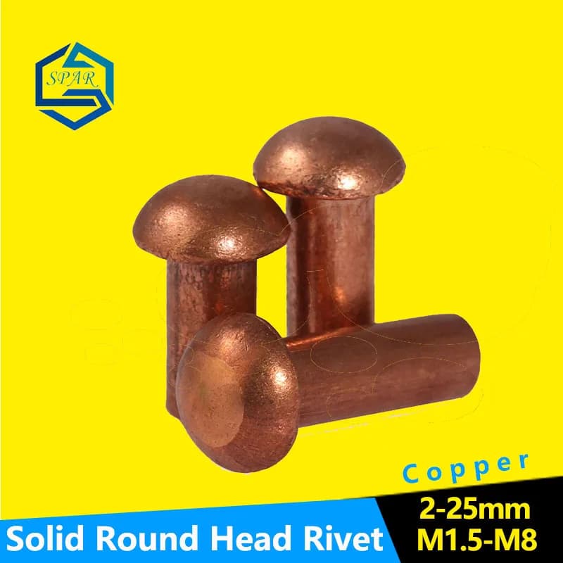 Rivet à tête ronde solide, bouton rivet auto-entretoquant à tête ronde, rivet solide GB867 [M1.5 M2.5 M3 M4 M5 M6 M8] Cuivre