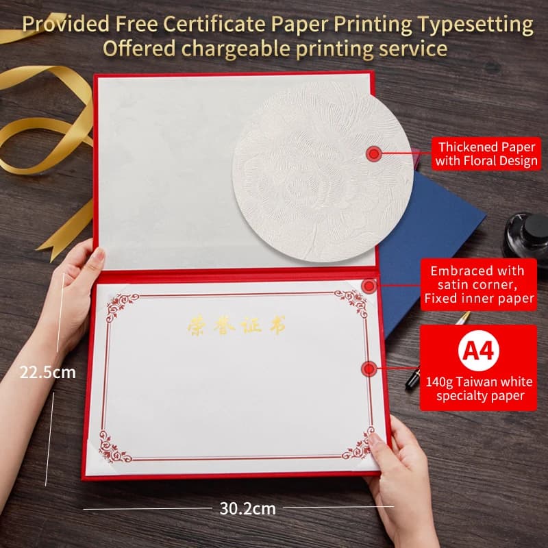 Couverture Rigide A4 Personnalisée, Porte-Certificat Noir, Impression en Papier Vert, Carton avec Logo