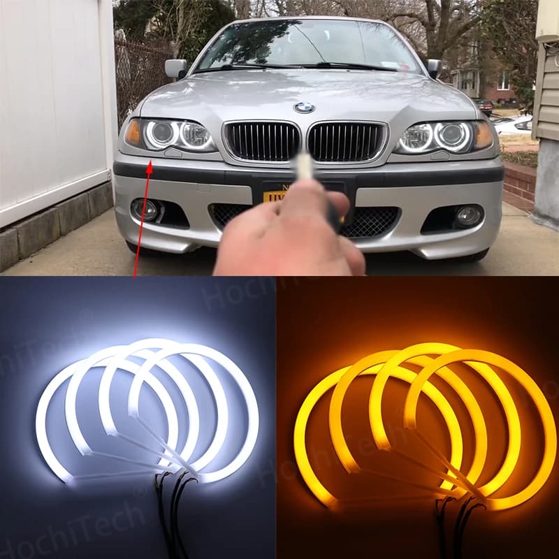 Kit yeux d'ange LED pour BMW série 3 E46, bague DRL, couleur ambre, blanc, coton, tourisme, voiture de tourisme, coupé esprit, berline, 1998-05
