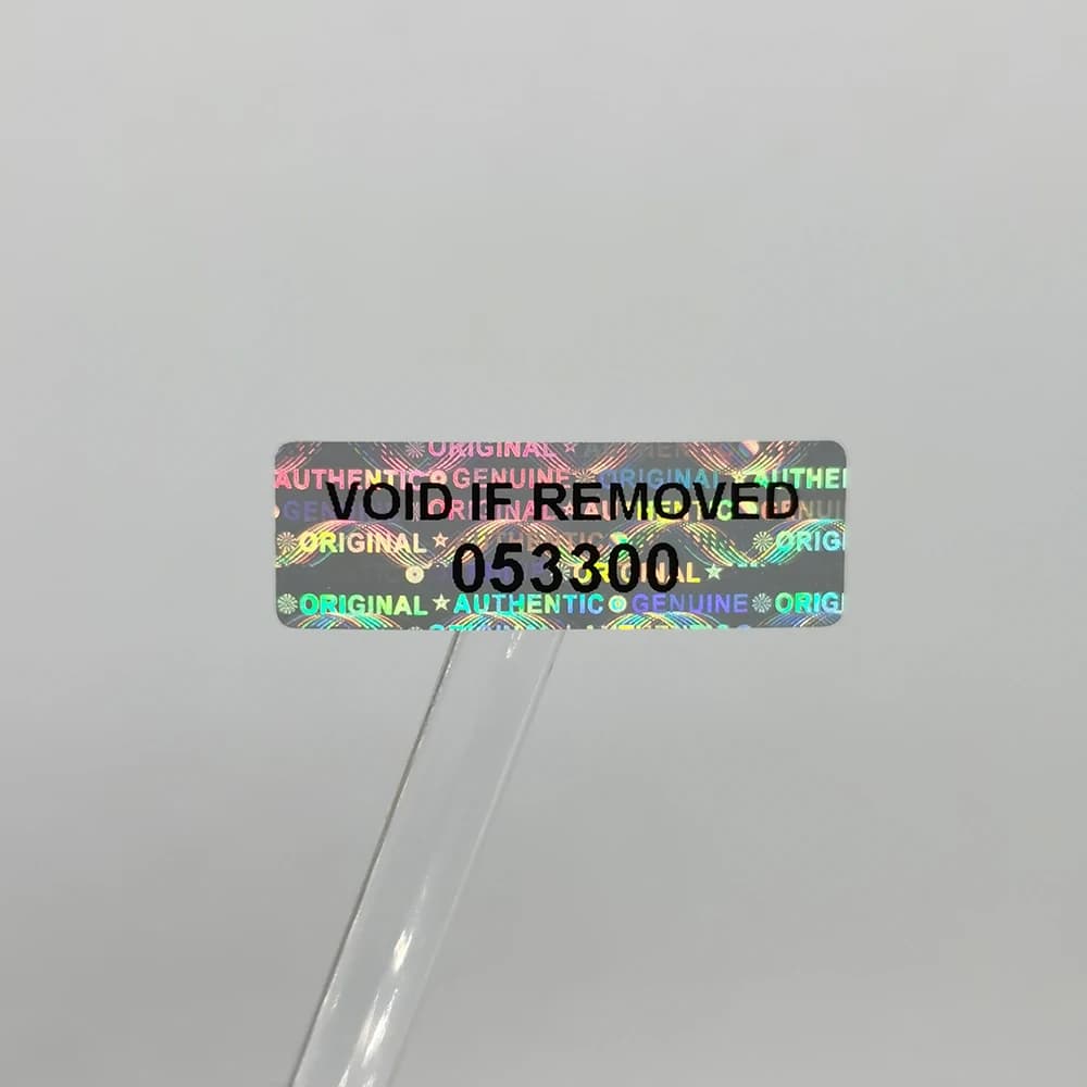 Autocollant d'annulation de la garantie d'hologramme, étiquette de banc Tamper Verde, logo de numéro de série, peut être personnalisé, 30mm x 10mm, 1000 pièces