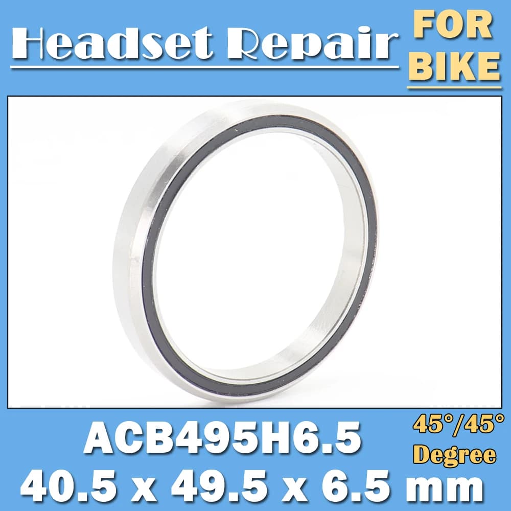 Roulements pour casque de vélo de route, 1 pièce, 40.5x49.5x6.5mm, en acier chromé à 45/45 degrés, jeu de roulements ACB supérieurs et inférieurs coniques