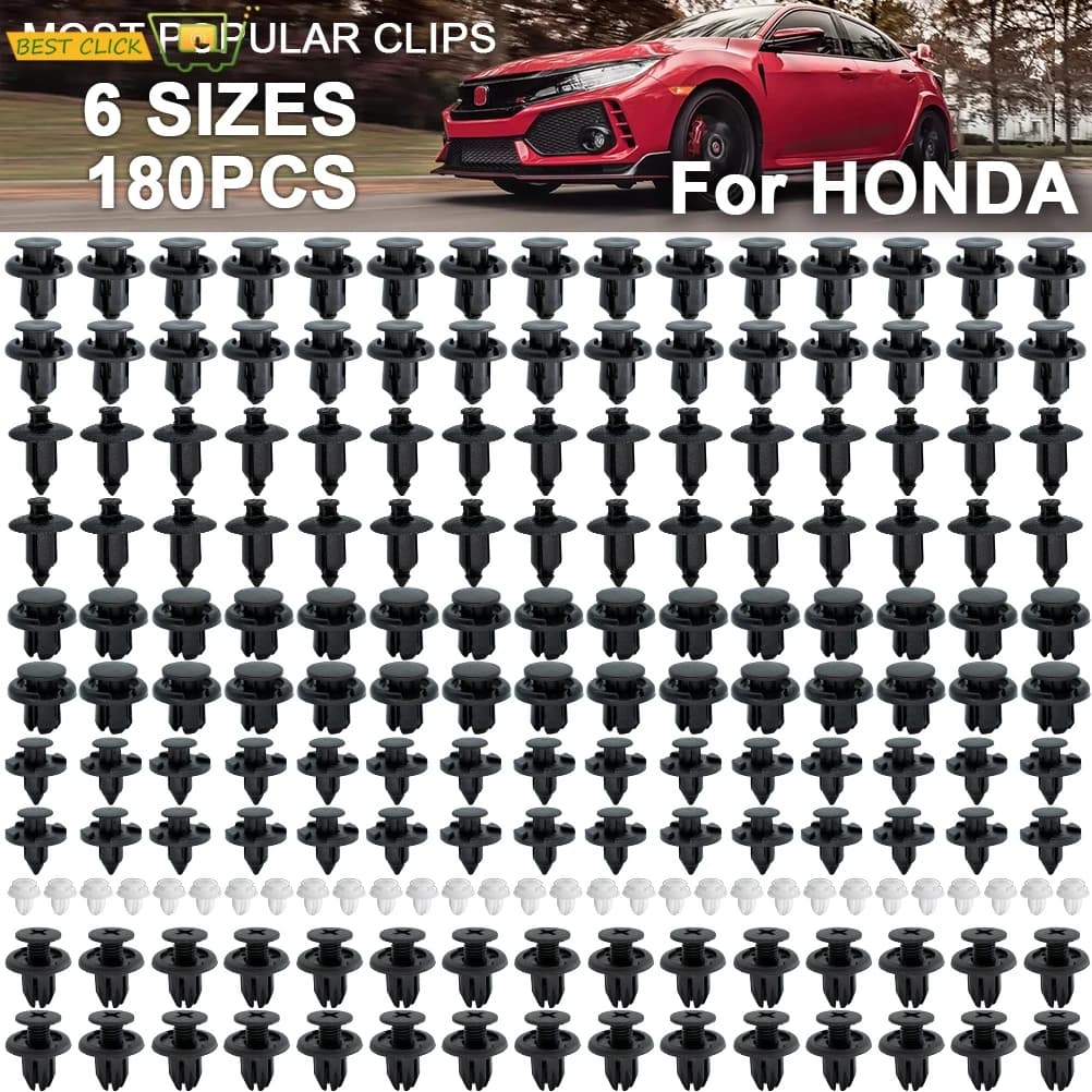 Clips universels de garniture de voiture Honda, 180x, pour pare-choc, retenue de capot, calandre, arc de roue, fixation automatique, Rivets en plastique, trou de 8, 9, 10 mm