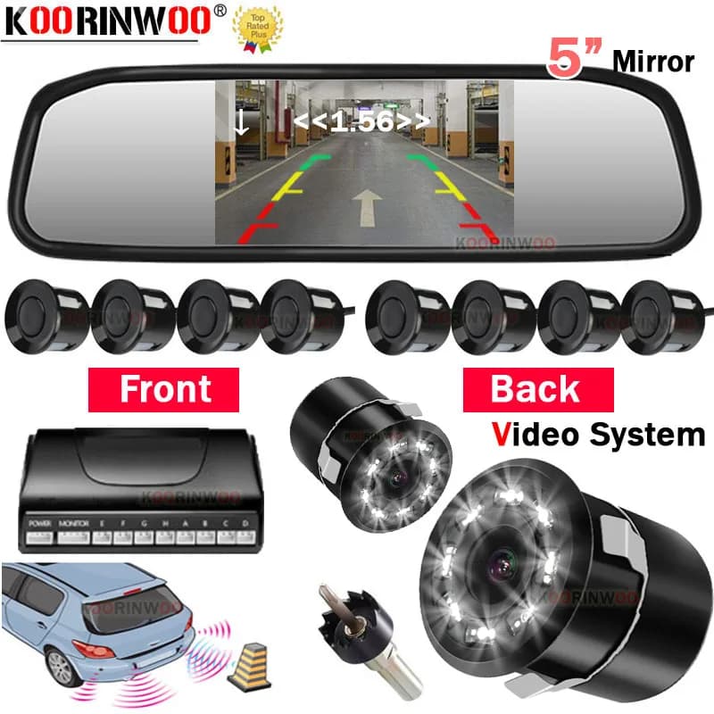 Koorinwoo-Capteur de stationnement pour voiture ParkStapCar, caméra avant SACHD, écran de distance arrière, détecteur d'image, système de stationnement, 8 radar