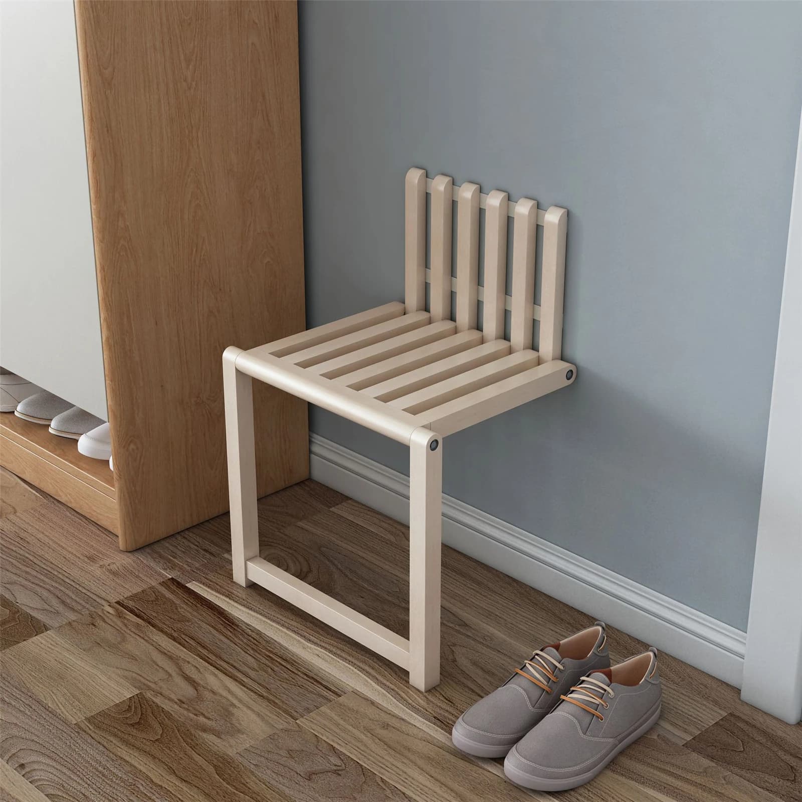 Chaise pliante murale en bois massif, pour porche, porte, armoire à chaussures, repose-pieds caché, salle de bain, balcon, salon