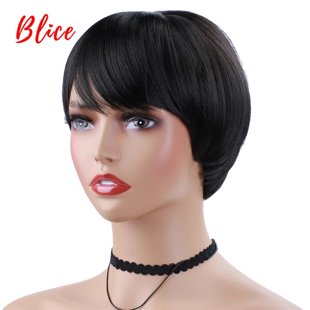 Blice-Perruque synthétique courte avec frange africaine et américaine pour femme, perruques à haute température, degré de chaleur, fête d'Halloween 03