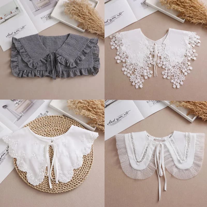 Demi-chemise à revers amovible pour femme, faux col, châle blanc, collier de chemise, poignées pour dames, décoration ronde