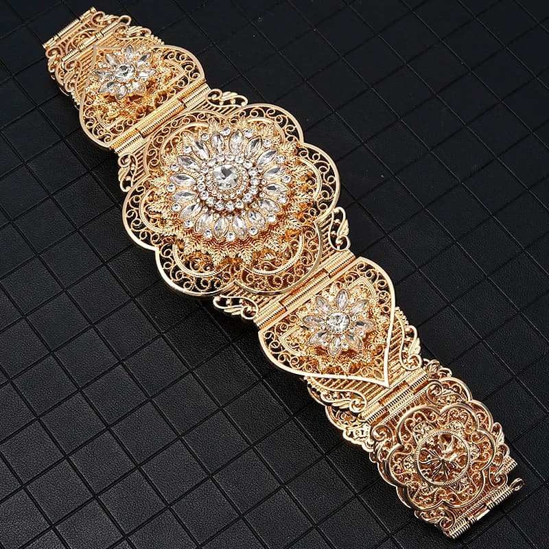 Ceinture Caftan Marocaine pour Femme, Fleur, Taille, Rond, Clip, Ethnique, Mariage, Bijoux de Corps, Cadeau pour Patients