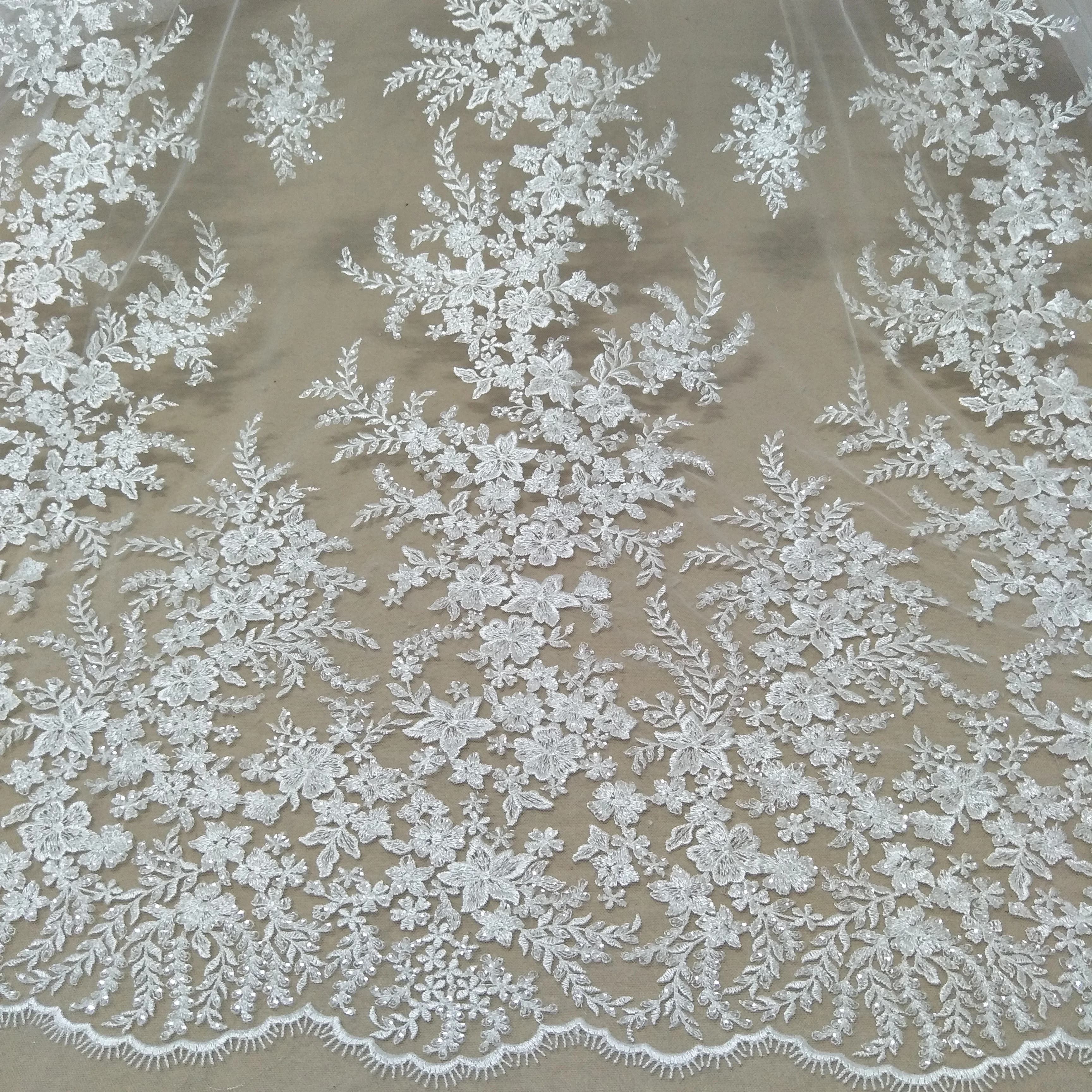 Robe de mariée en dentelle à la mode, tissu en dentelle de tulle, robe de mariée, vente par yard