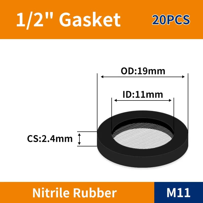 Kit de joints d'étanchéité plats en caoutchouc de silicone 20 pièces 1/2" 3/4" 1" pour robinet de cuisine et plomberie, kit de réparation de joints en caoutchouc NBR
