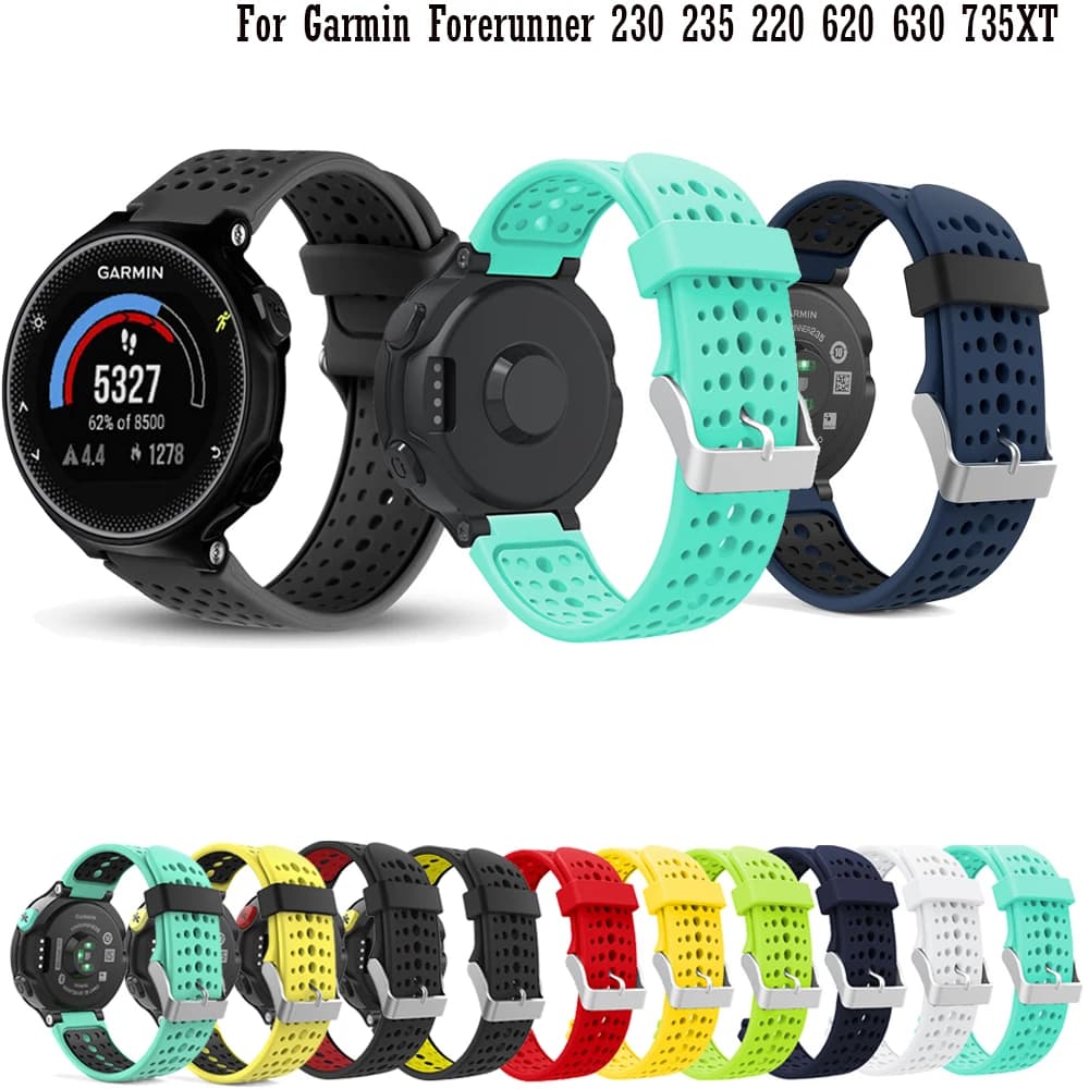 Bracelet de montre pour Garmin Forerunner 235 235 Lite 735XT, Bracelet en Silicone pour Forerunner 220 230 620 630