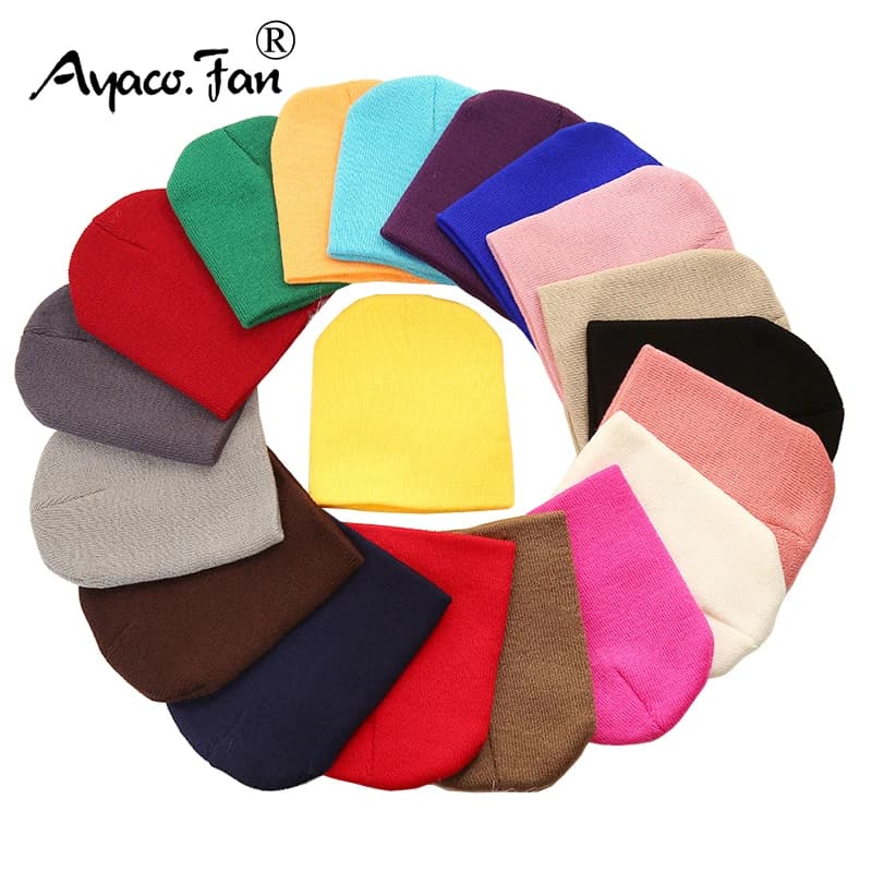 Bonnets solides chapeau pour enfants bébé filles garçons automne hiver casquettes chaud doux bonbons tricoté Bonnet chapeaux Skullies enfant en bas âge enfants casquette