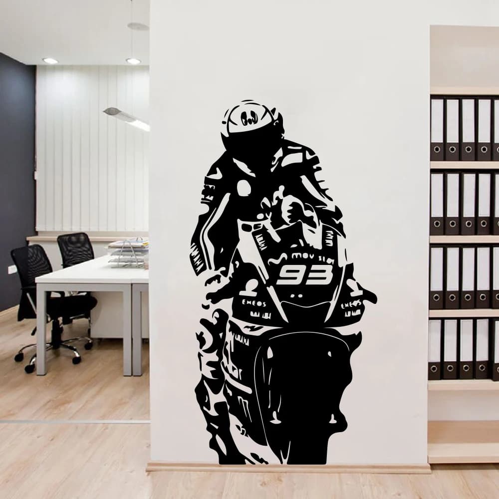 Autocollant mural en vinyle pour moto, grande taille, 93 autocollants modernes pour décoration de salon, décor de chambre à coucher