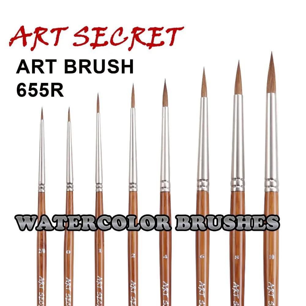 Artsecret pointe pointue haute qualité Art peinture-pinceau pur Kolinsky cheveux aquarelle tige naturelle série 655R virole ont des défauts