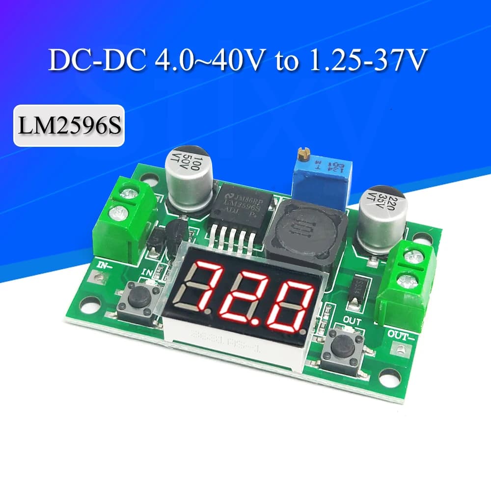 Module abaisseur Buck DC-DC LM2596S DC/DC 4.0 ~ 40V à 1.25-37V, régulateur de tension réglable avec voltmètre LED Stlxy
