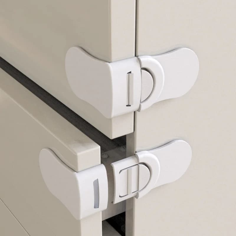Serrure de tiroir de sécurité pour bébé, Anti-pincement, serrure de tiroir d'armoire à main, boucle de sécurité en plastique blanc pour enfants, Protection des enfants