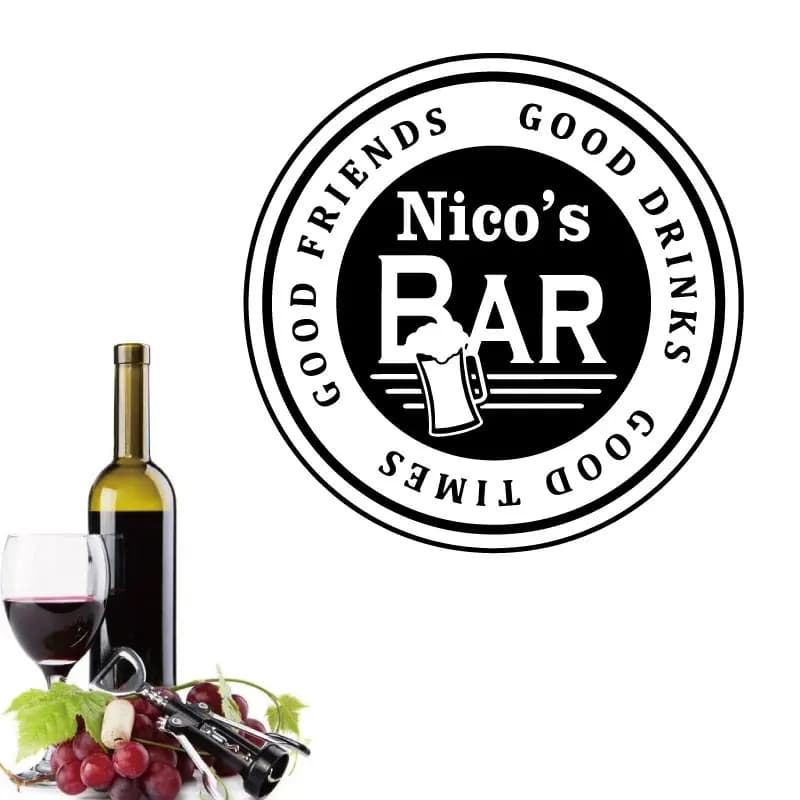 Autocollant mural de pub avec nom personnalisable pour hommes, grotte, fête, bar, boutique, panneau, comptoir, vitrine, décoration de porte, autocollants en vinyle, cadeau pour hommes 3